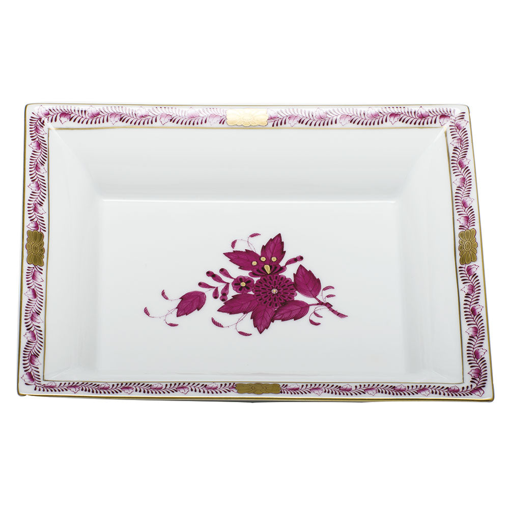 Chinese Bouquet Raspberry Jewelry Tray
