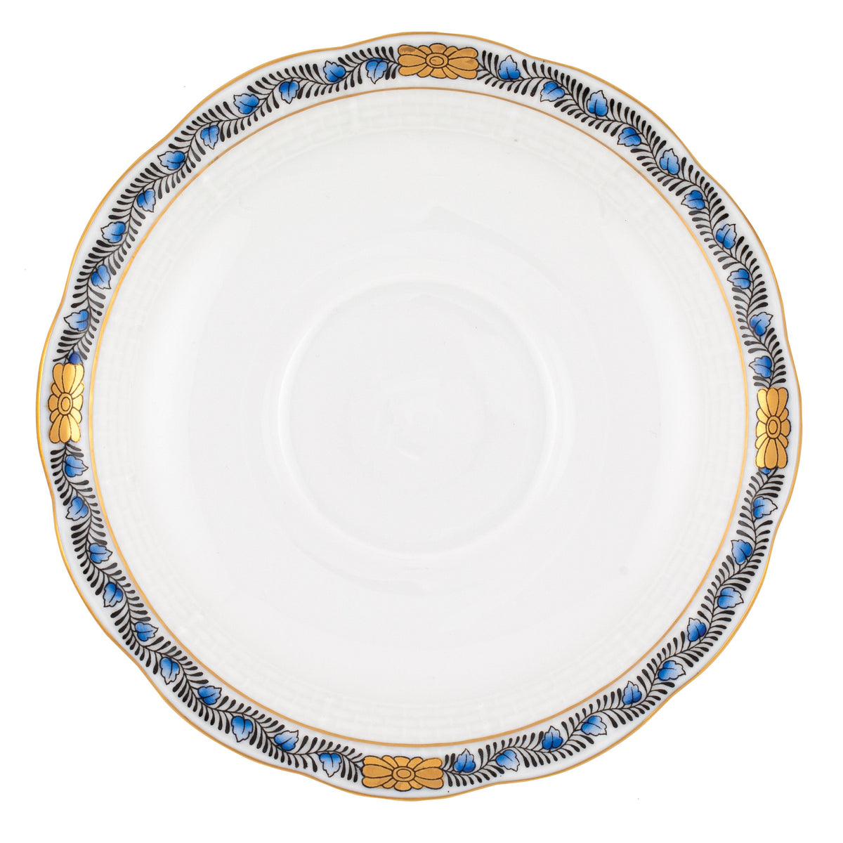 Chinese Bouquet Garland Sapphire Tea Saucer