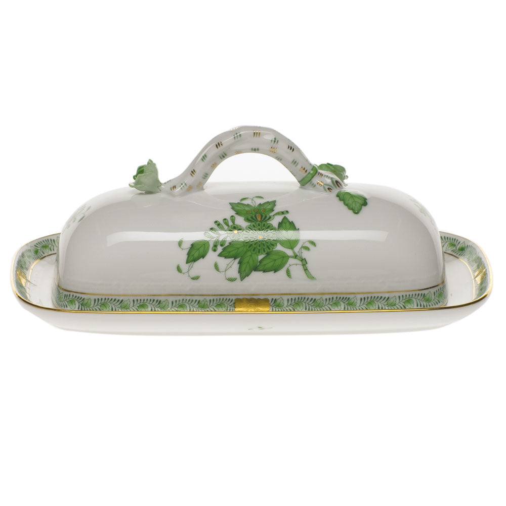 Chinese Bouquet Green Butter Dish with Branch, Motif 2