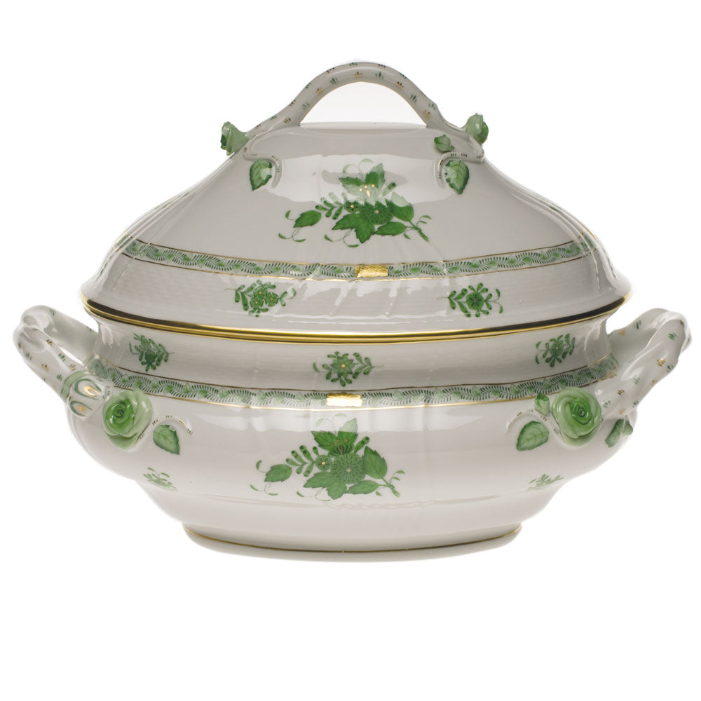 Chinese Bouquet Green Tureen with Branch Handles, Motif 2