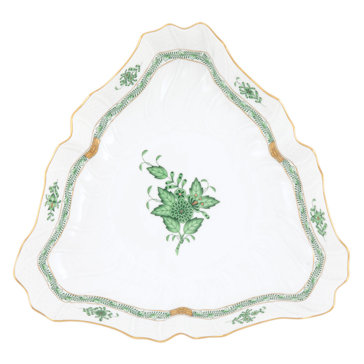Chinese Bouquet Green Triangle Dish