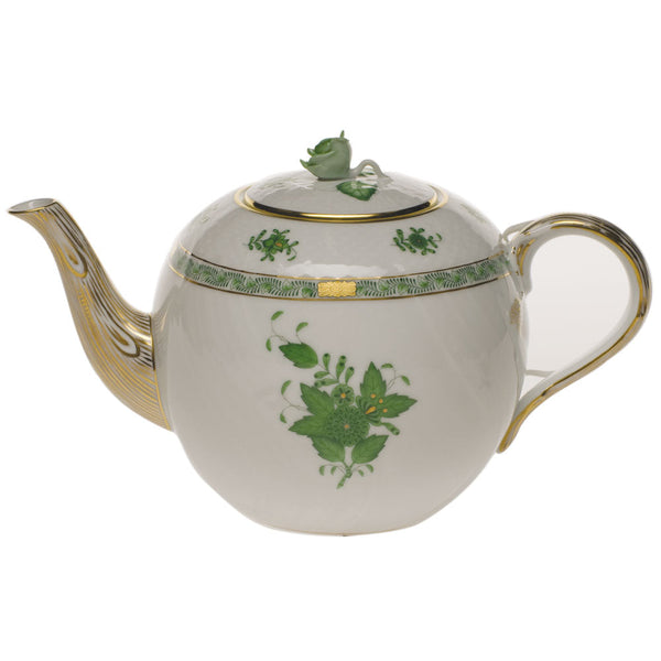 Chinese Bouquet Green Tea Pot with Rose, Motif 9, 60 oz, 6.5″ tall