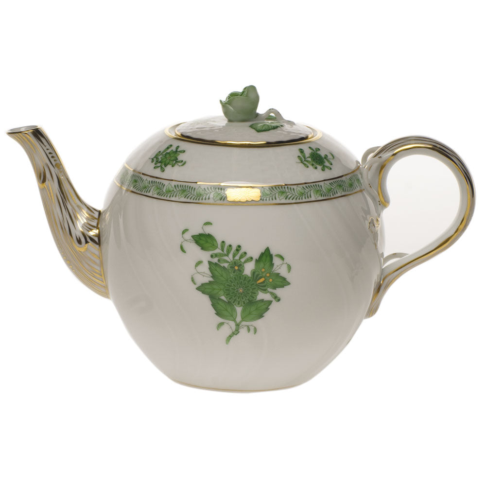 Chinese Bouquet Green Tea Pot with Rose, Motif 9, 36 oz, 5.5″ tall