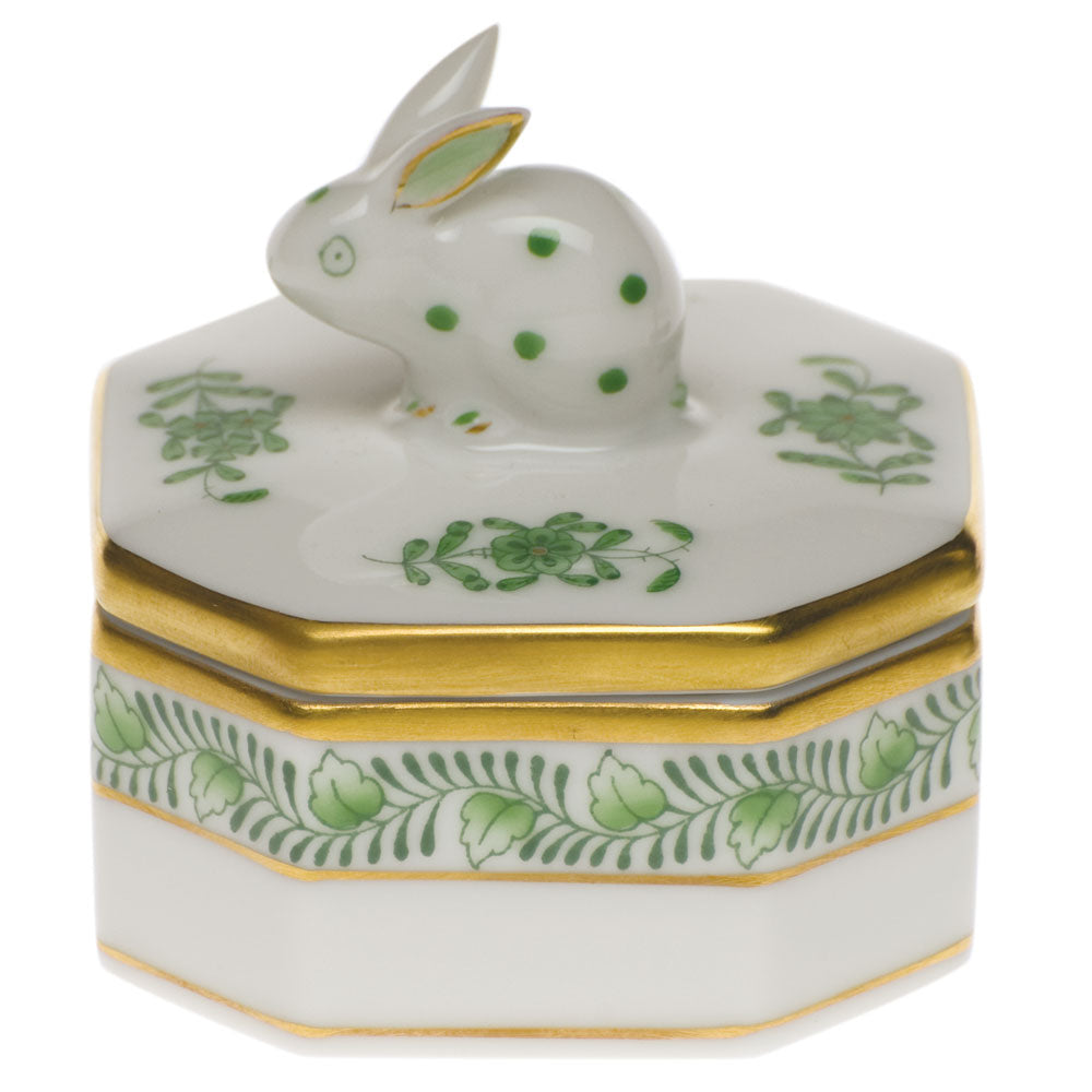 Chinese Bouquet Green Petite Octagonal Box, Motif 25