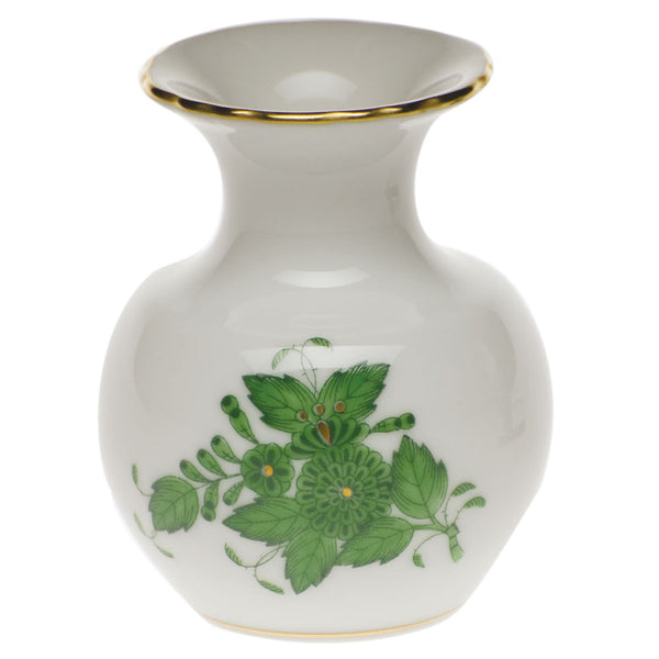 Chinese Bouquet Green Medium Bud Vase with Lip