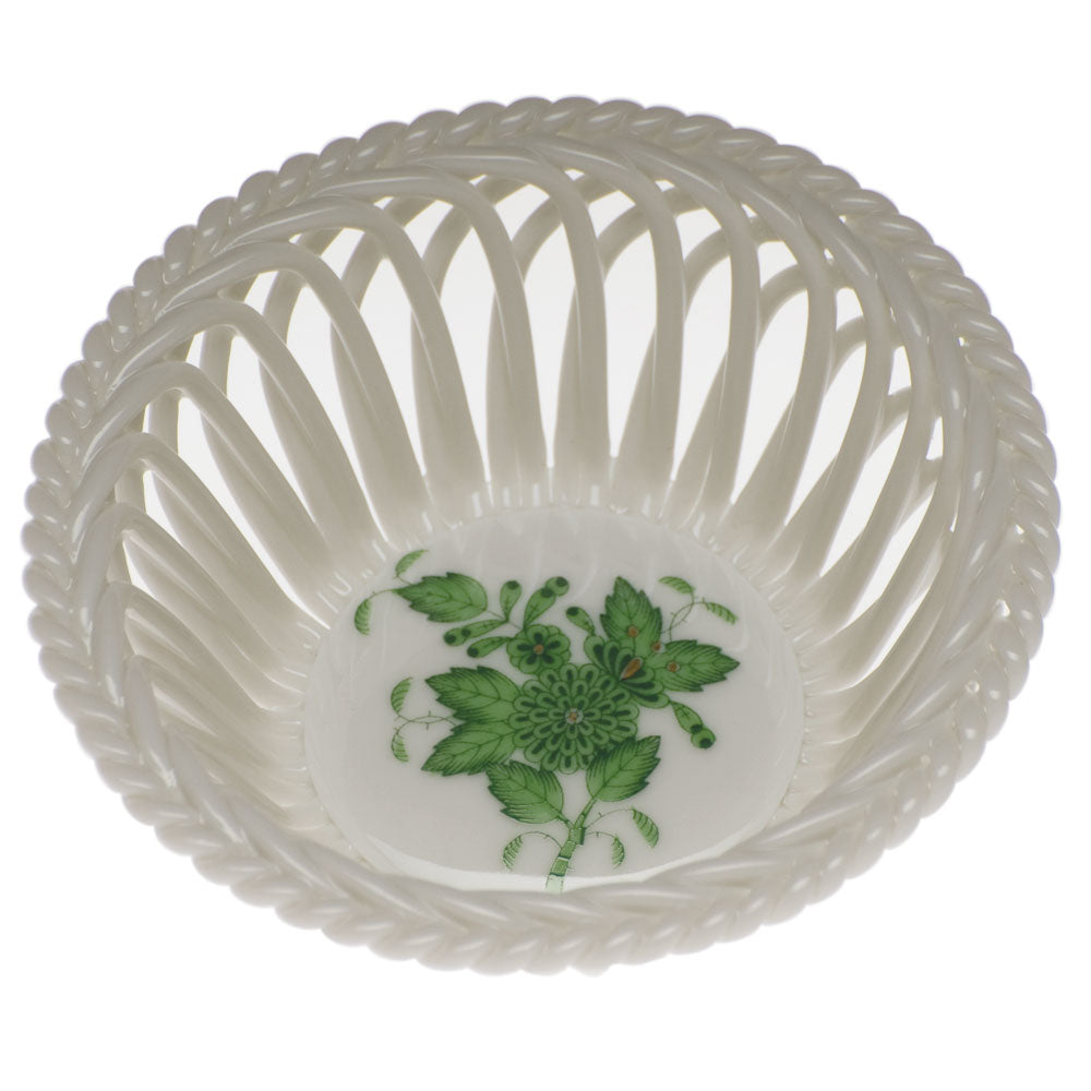 Chinese Bouquet Green Small Openwork Basket