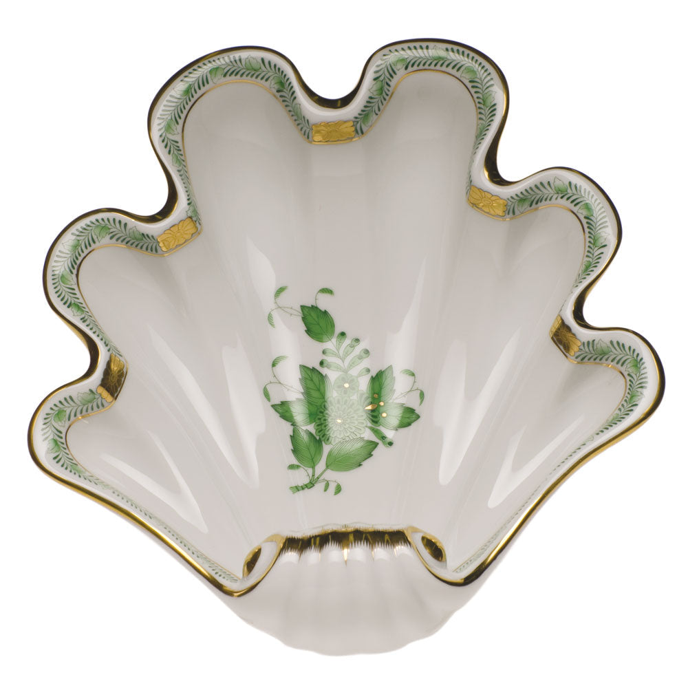 Chinese Bouquet Green Large Shell Dish