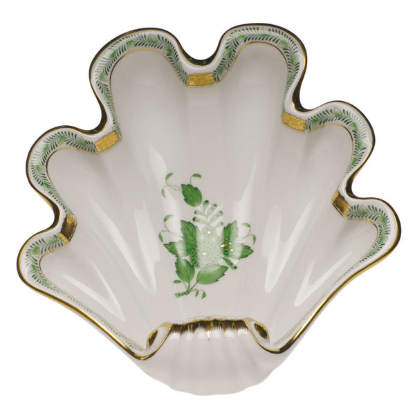 Chinese Bouquet Green Large Shell Dish
