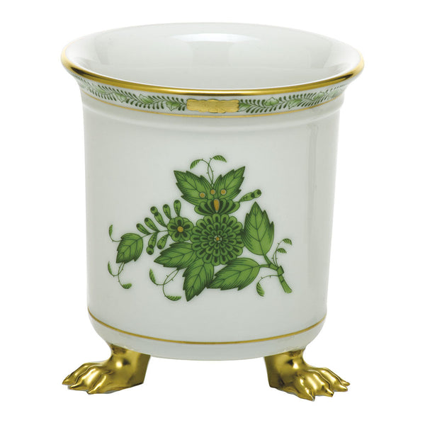 Chinese Bouquet Green Mini Cachepot with Feet