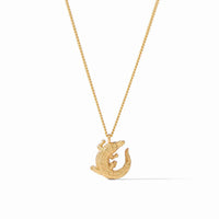 Gold Alligator Solitaire Necklace