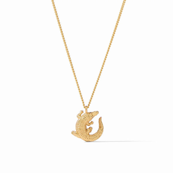 Gold Alligator Solitaire Necklace