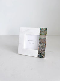 Rainbow Pearl White Marble Picture Frame (3x3)