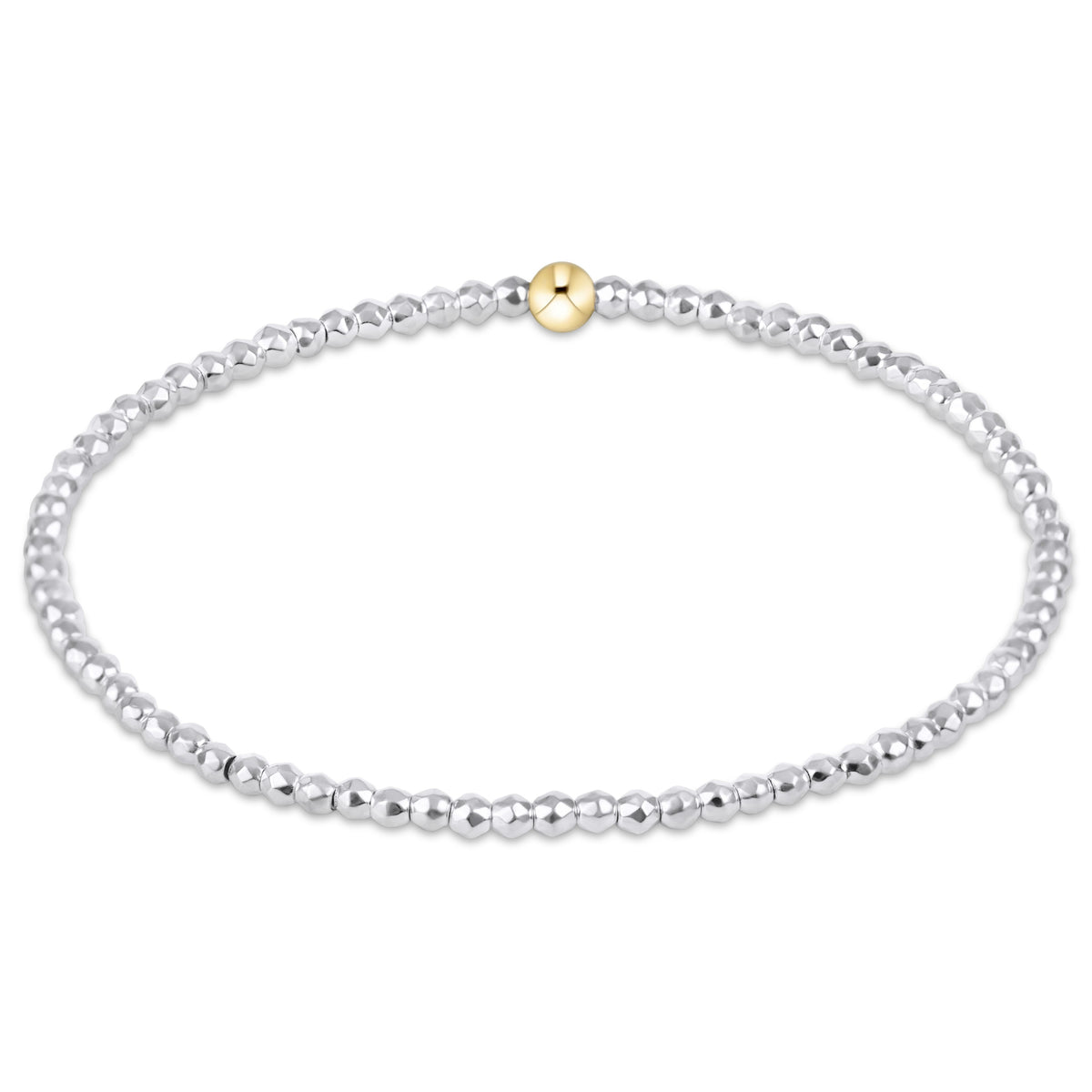 bright silver faceted hematite 2mm bead bracelet