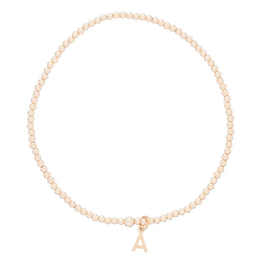 Classic Respect Letter Charm Gold Bead Bracelet