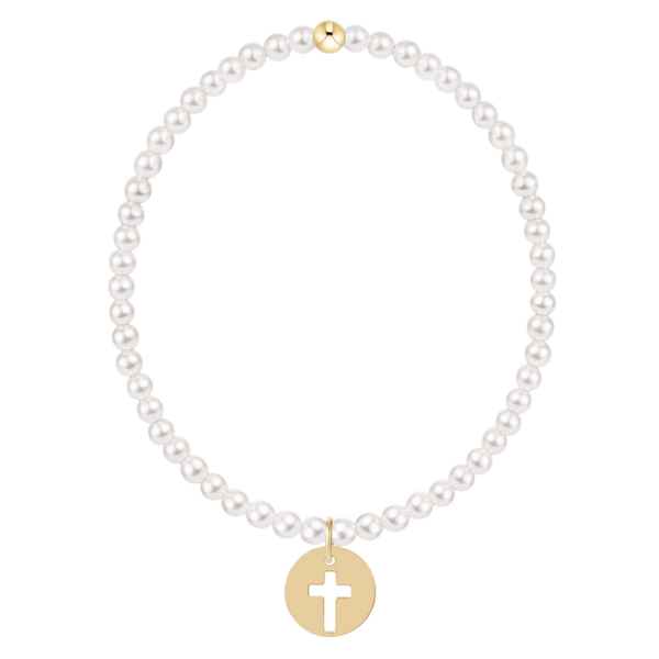 Classic Pearl 3mm Bracelet - Blessed Gold Disc
