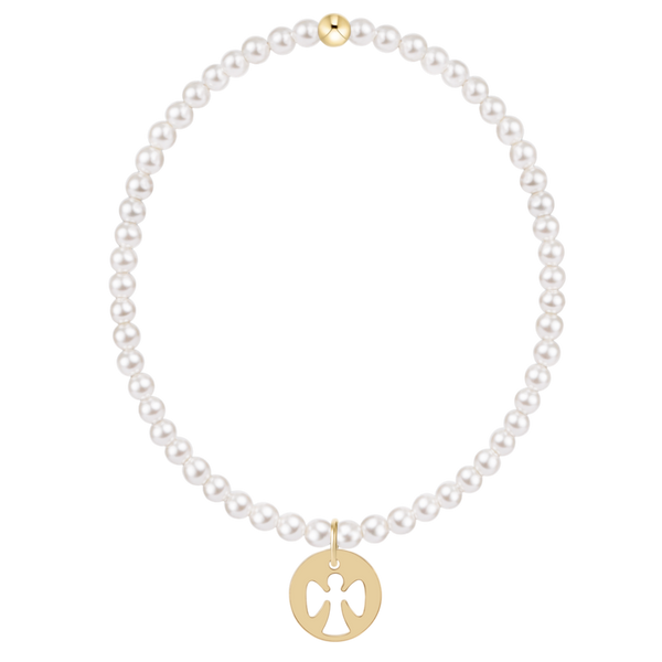 Classic Pearl 3mm Bracelet - Guardian Angel Gold Disc