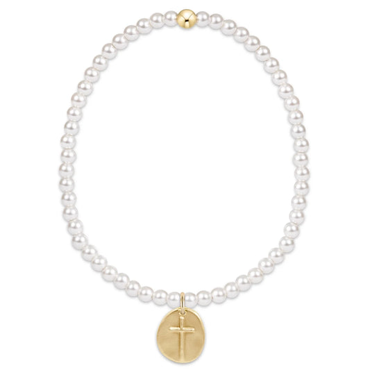 classic pearl 3mm bead bracelet - inspire small gold charm