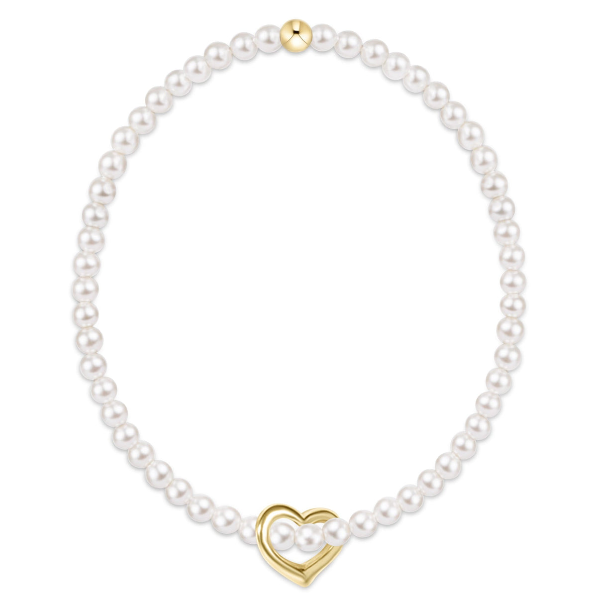 enewton Classic Pearl 3mm Bracelet - Love Gold Charm