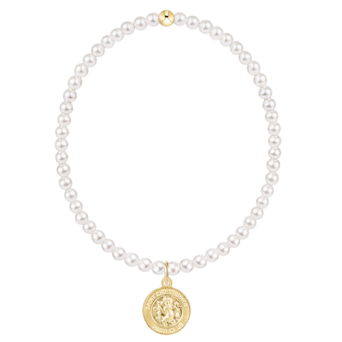 enewton Classic Pearl 3mm Bracelet - Protection Gold Disc