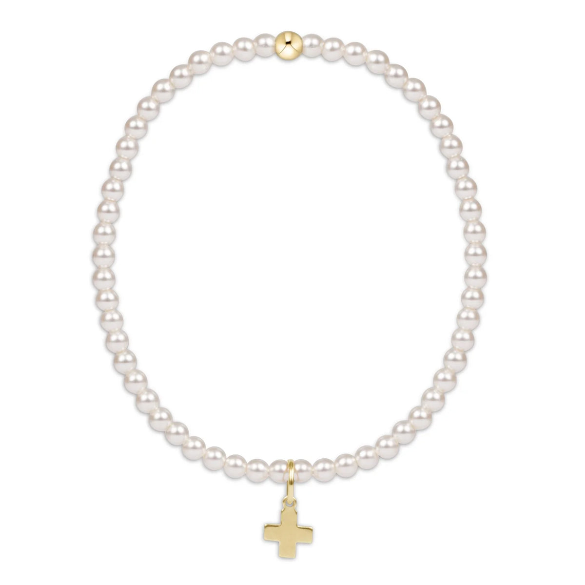 egirl classic pearl 3mm bracelet - signature cross gold charm