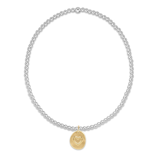 classic sterling mixed metal 2mm bead bracelet - inspire love small gold charm