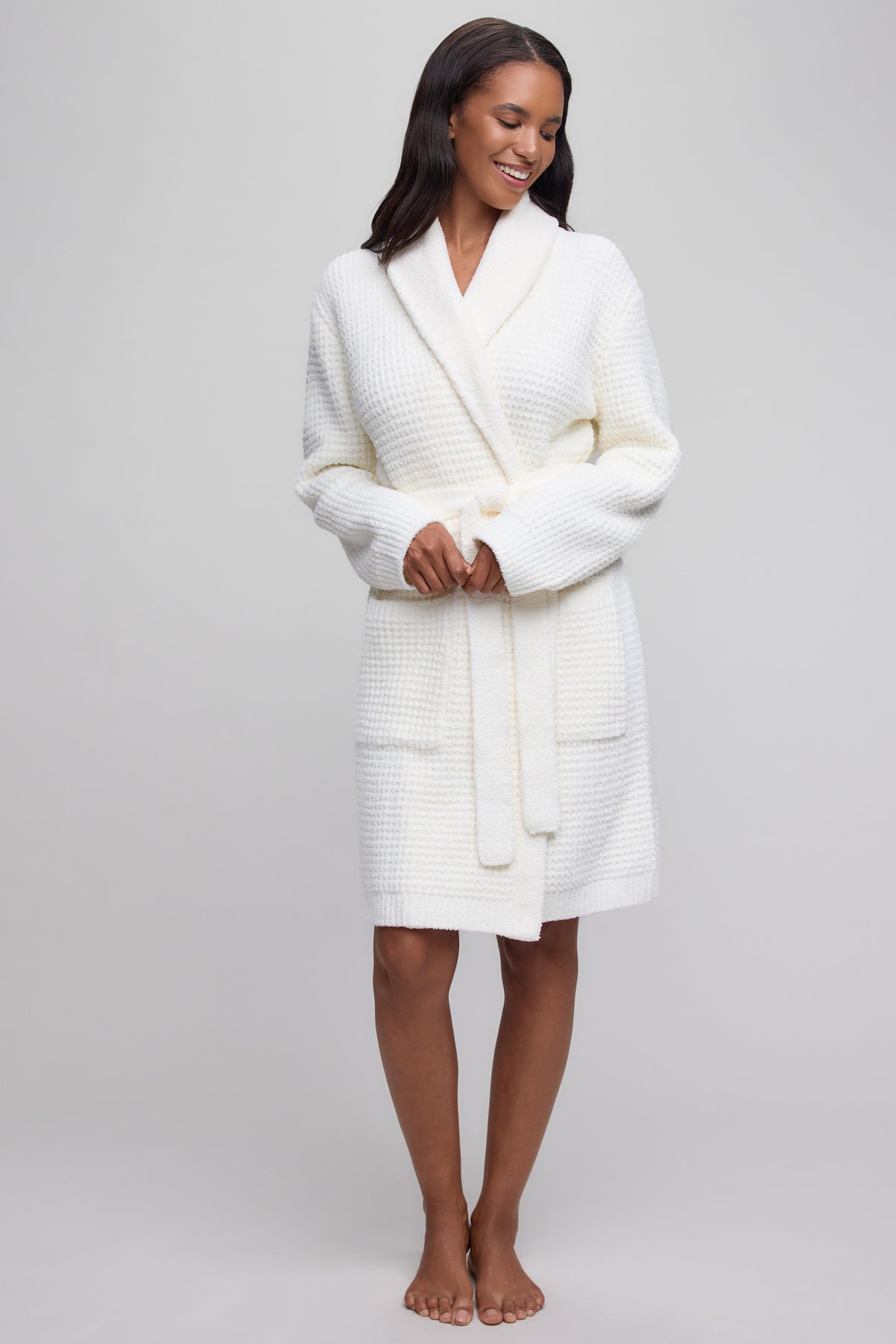 Barefoot Dreams CozyChic® Waffle Robe, Pearl S/M