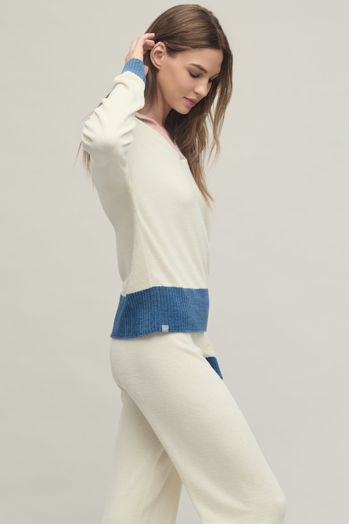 CozyChic Ultra Lite¬Æ Color Block Heart Collared Pullover