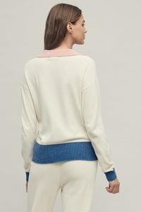 CozyChic Ultra Lite® Color Block Heart Collared Pullover