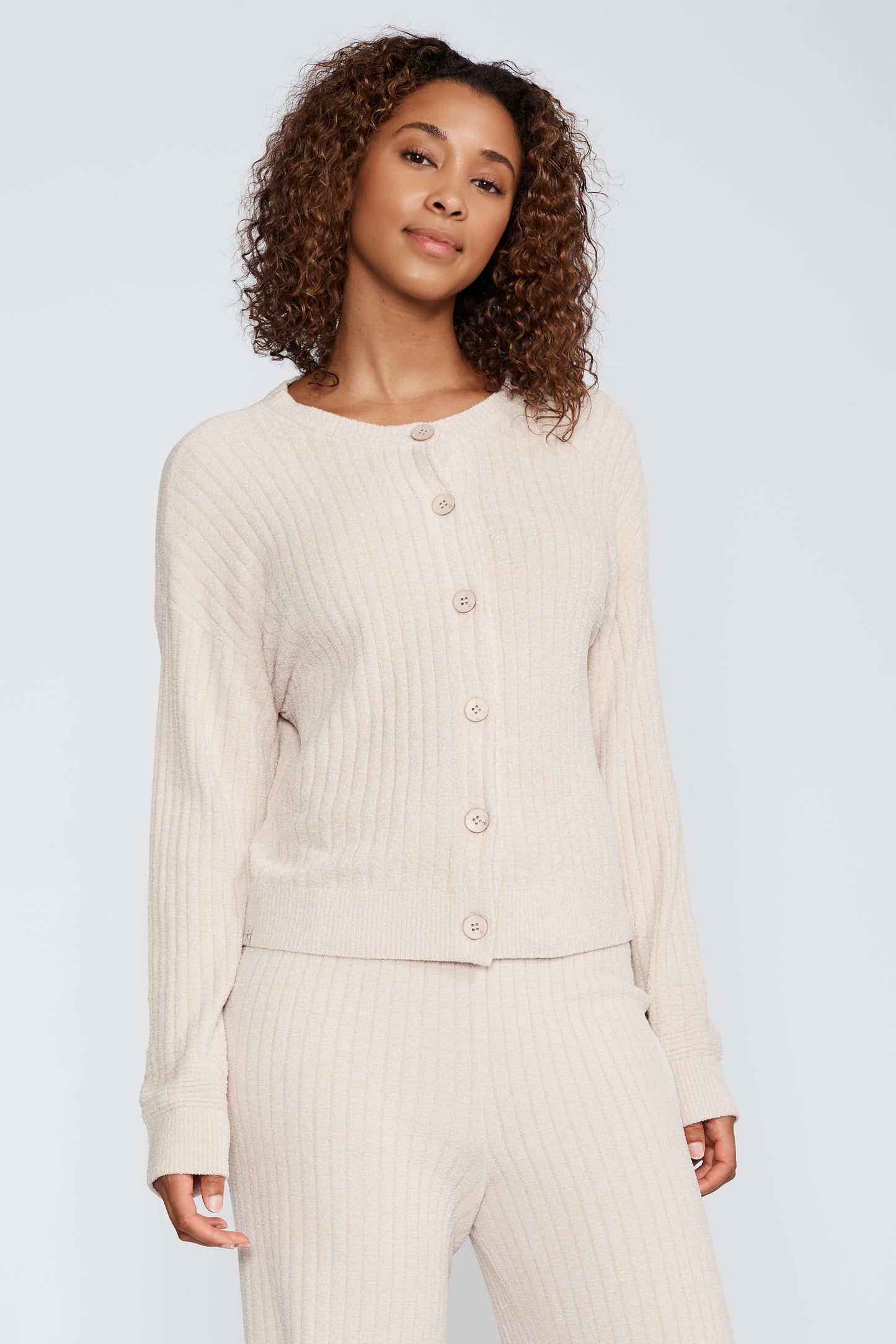 CCUL Textured Rib Cardigan - Stone