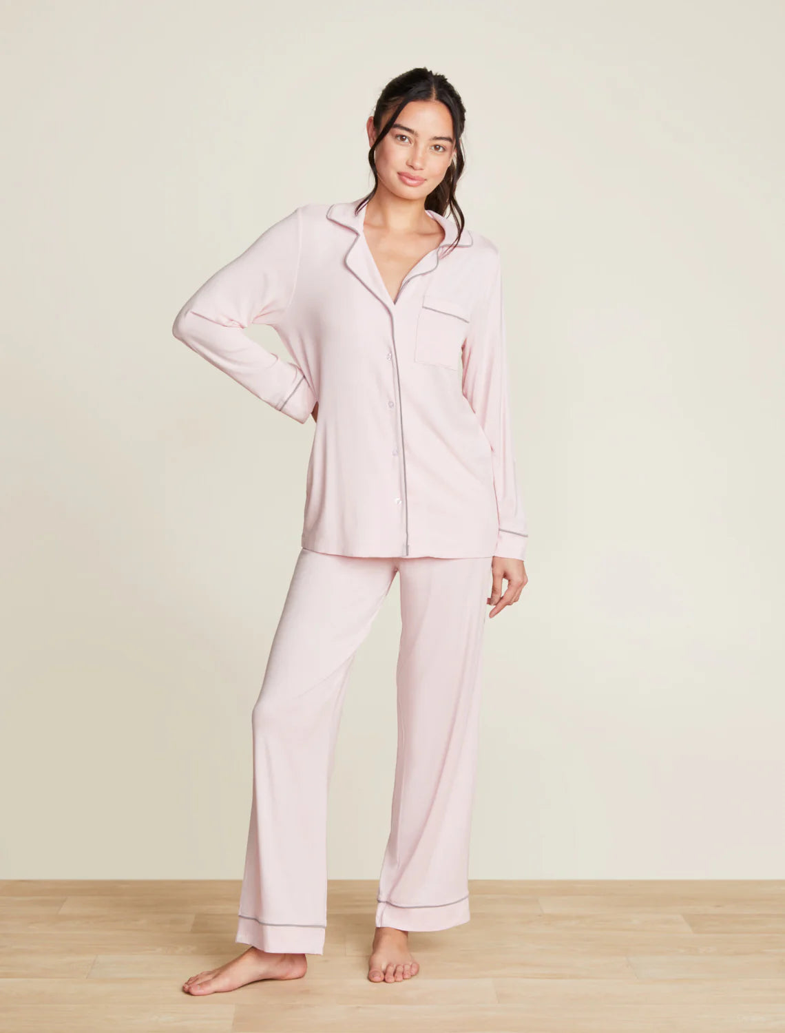 Luxe Milk Jersey® Piped Pajama Set - Pink