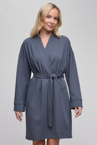 Barefoot Dreams Brushed Luxe Lounge Robe, Slate Blue L/XL