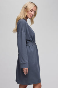 Barefoot Dreams Brushed Luxe Lounge Robe, Slate Blue L/XL