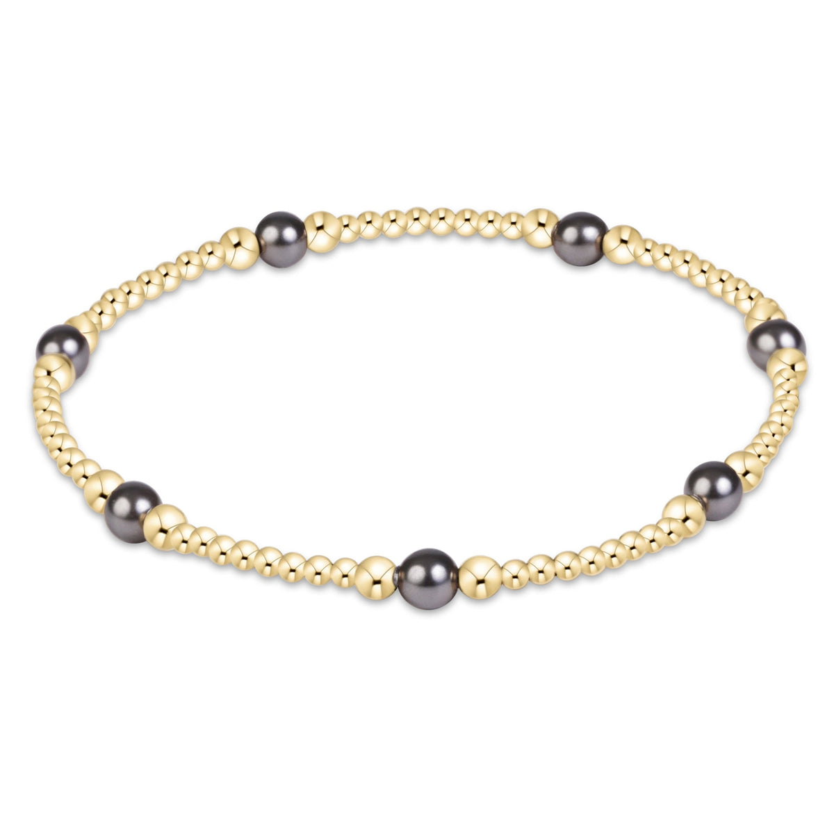 enewton Purpose Pearl Dark Grey 4mm Gold Bracelet