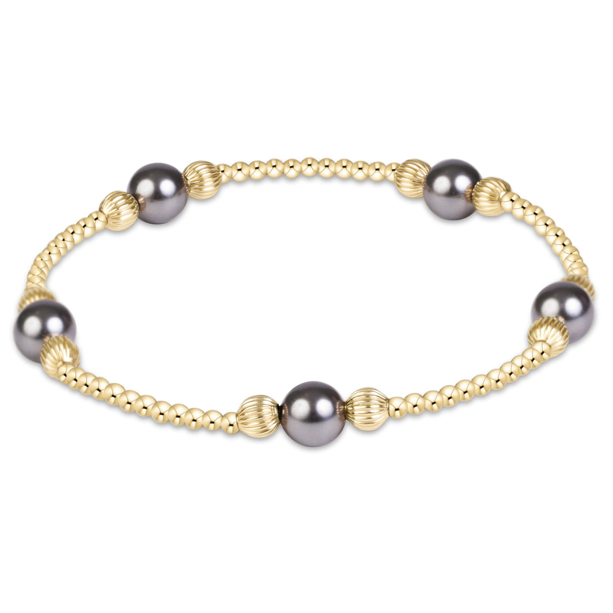 enewton Purpose Pearl Dark Grey 6mm Dignity Gold Bracelet