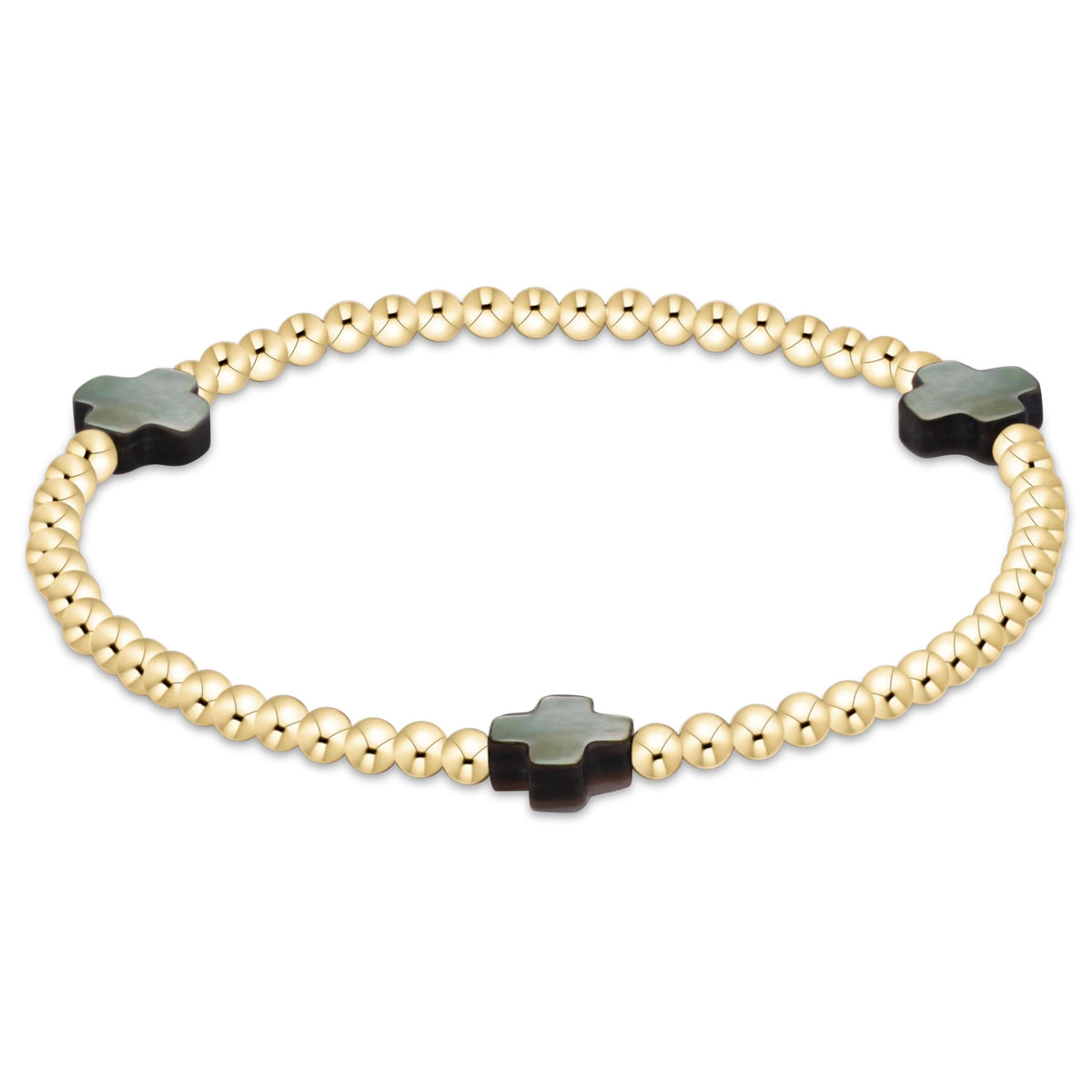 enewton Signature Cross 3mm Gold Bracelet - Mother Of Pearl - Black Tahitian