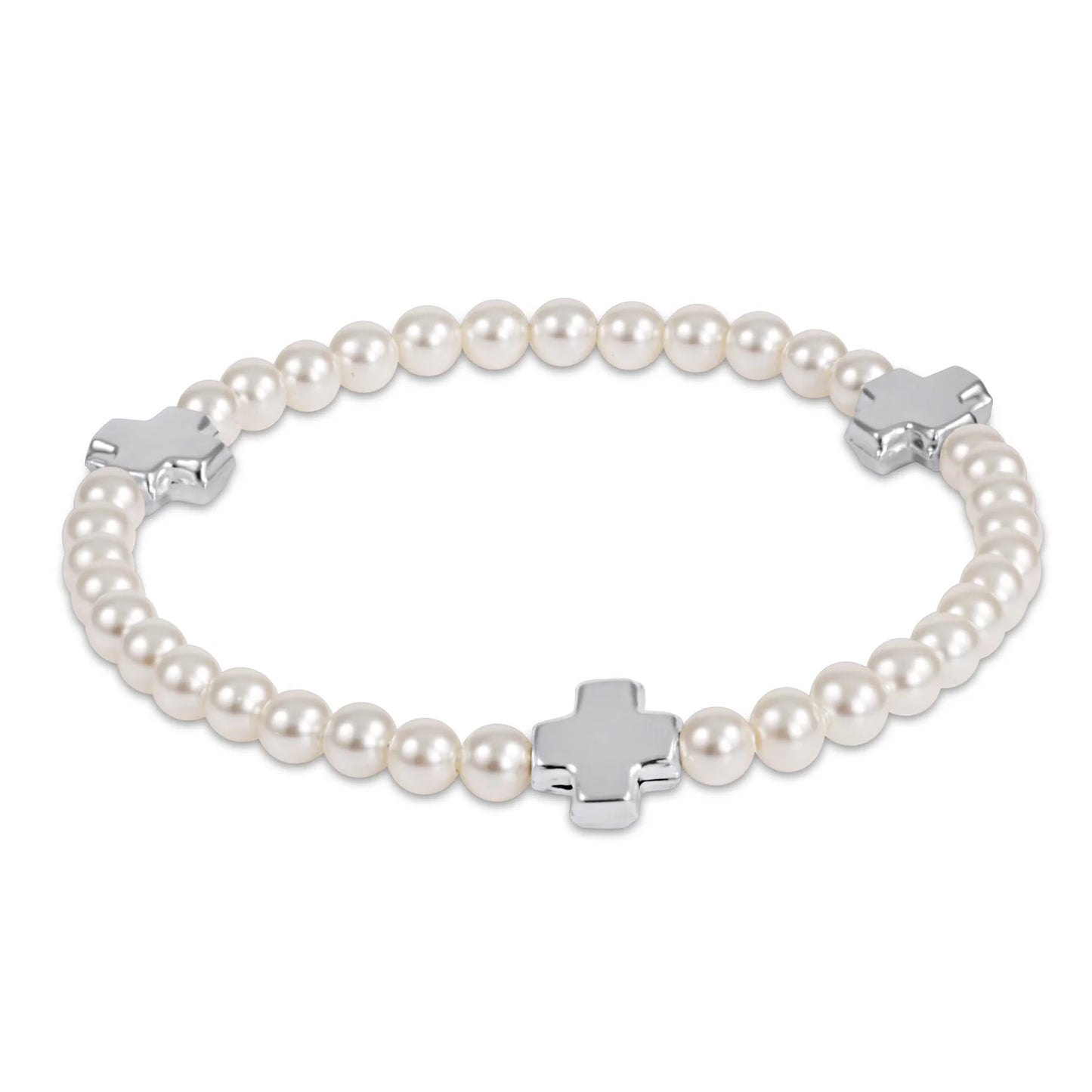 Signature Cross Pearl/Sterling Bead Bracelet
