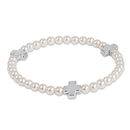 Signature Cross Pearl/Sterling Bead Bracelet