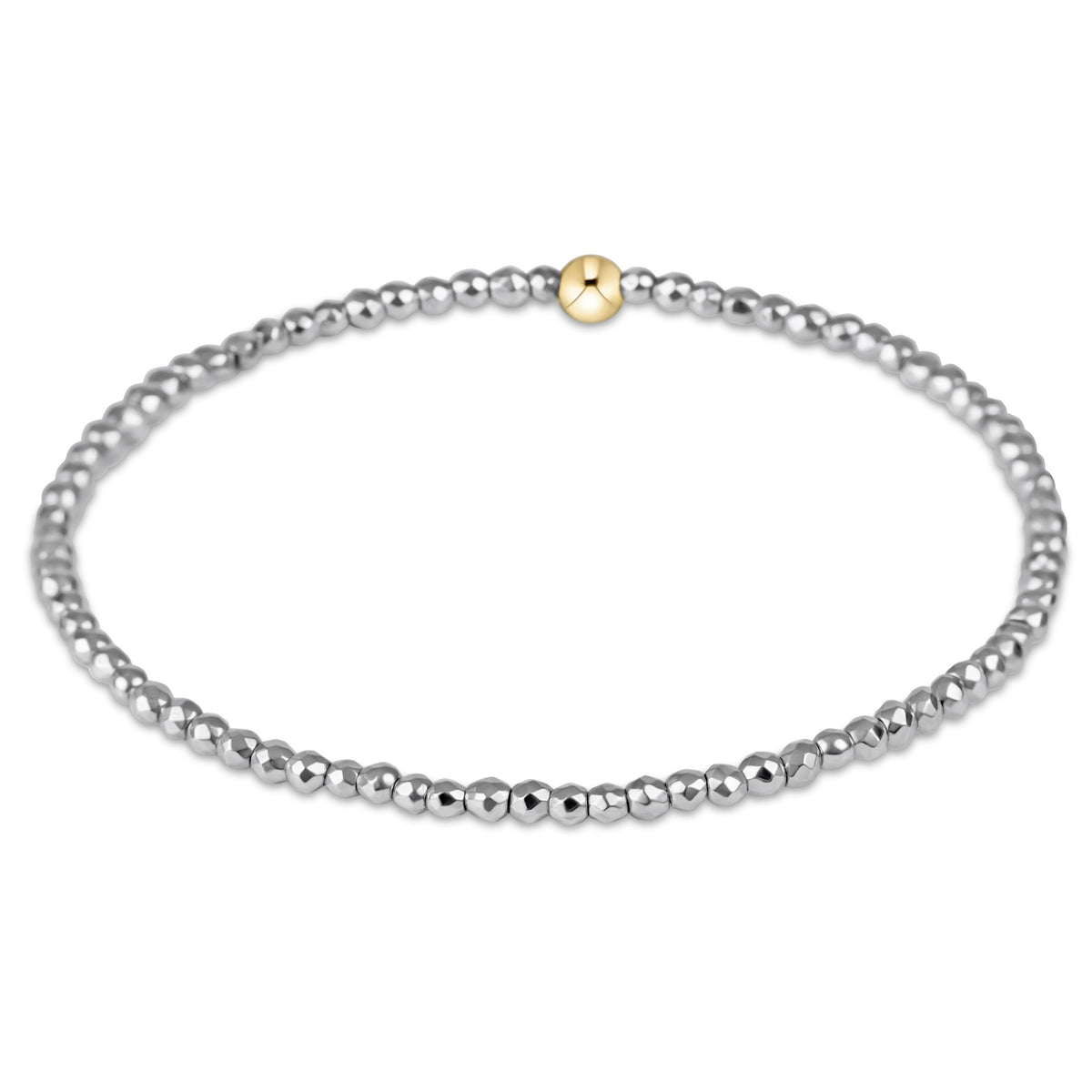 silver faceted hematite 2mm bead bracelet