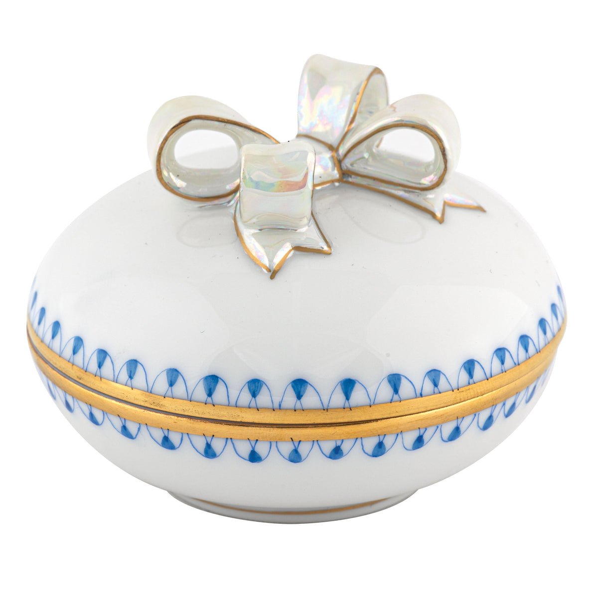 Round Box with Bow — Blue