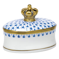 Oval Box with Crown — Blue