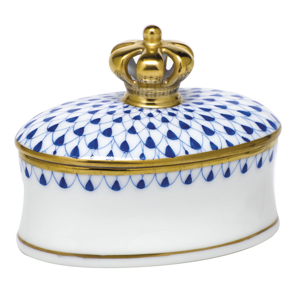 Oval Box with Crown — Sapphire