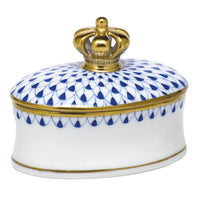 Oval Box with Crown — Sapphire