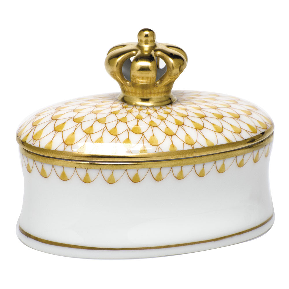 Oval Box with Crown — Butterscotch