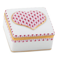 Embossed Heart Box — Raspberry