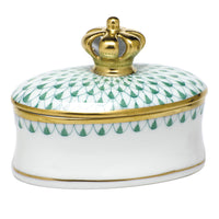 Oval Box with Crown — Green