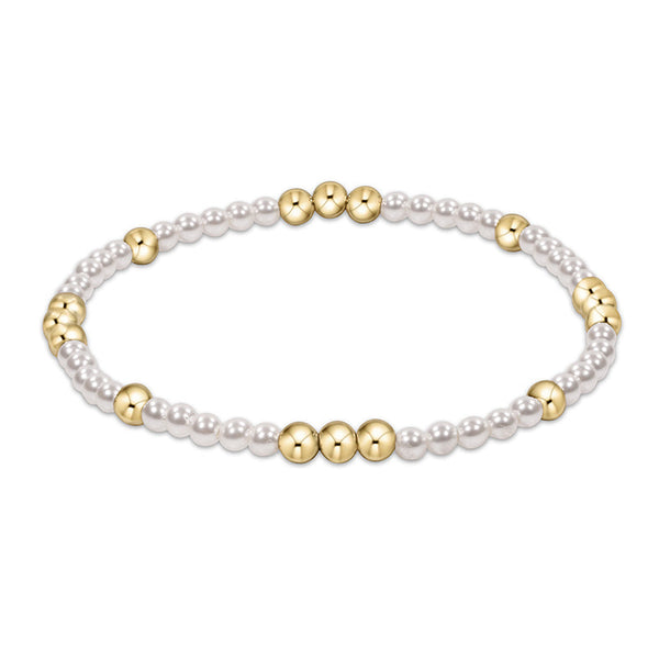 Worthy Pattern 3mm Bead Bracelet - Pearl