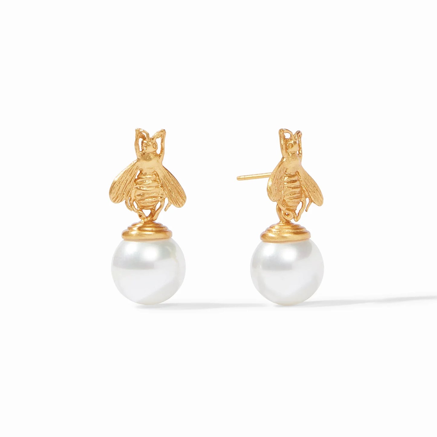 Gold Bee Pearl Drop Earring