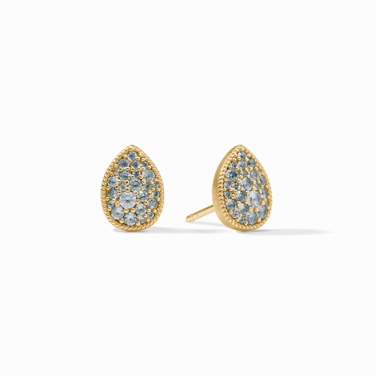 Julie Vos Pavé Teardrop Stud, Aquamarine
