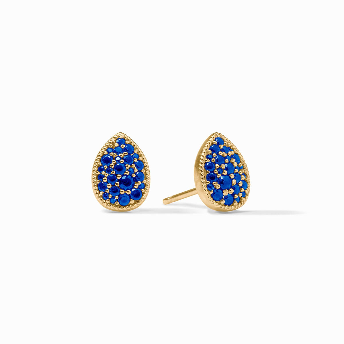 Julie Vos Pavé Teardrop Stud, Sapphire Blue