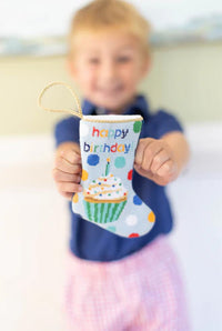 Blue Happy Birthday Bauble Stocking